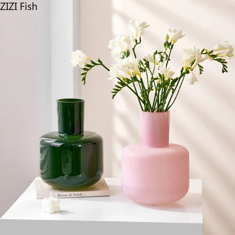 

Creative Glass Vase Modern Crafts Flowers Pots Desk Decoration Artificial Flower Decorative Floral Vases Room Aesthetic Decor