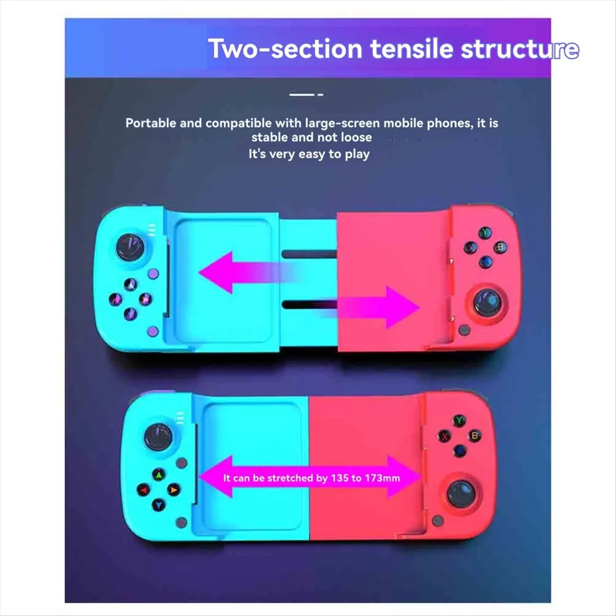 Punctual- D3 Stretchable Mobile Game Controller 3D Joystick Bluetooth 5.0 Wireless Gamepad for PUBG for IPhone IOS Android E
