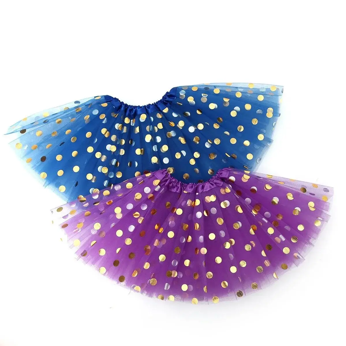 Jupe tutu à pois ronds pour filles, vêtements de danse pour enfants, jupe de princesse étoile, 3 couches, style d'été, mode