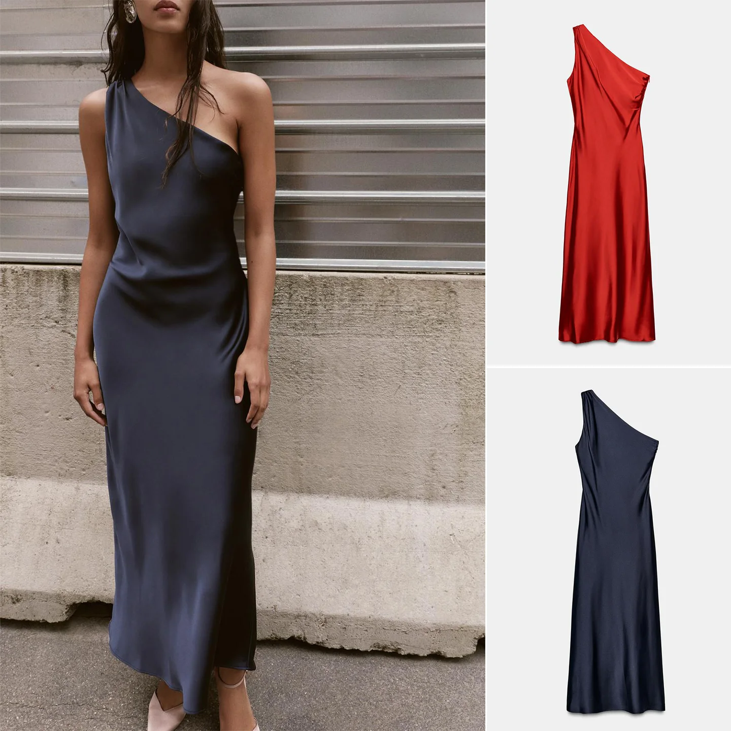 خريف جديد وصول المرأة ميدي الدكتور غير المتكافئة الحرير الساتان الملمس مطوي الزخرفية فضفاضة تناسب الجولة Ne زر واحد عادية #1