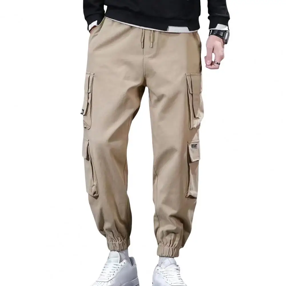 

Men Cargo Pants Drawstring Loose Multi Pockets High Street Daily Sports Streetwear Hip Hop Long Trousers