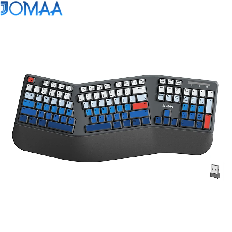 JOMAA Ergonomics Keyboard USB Wireless Wireless Split Keyboard with Wrist Rest Full Size Keyboard for Desktop Laptop