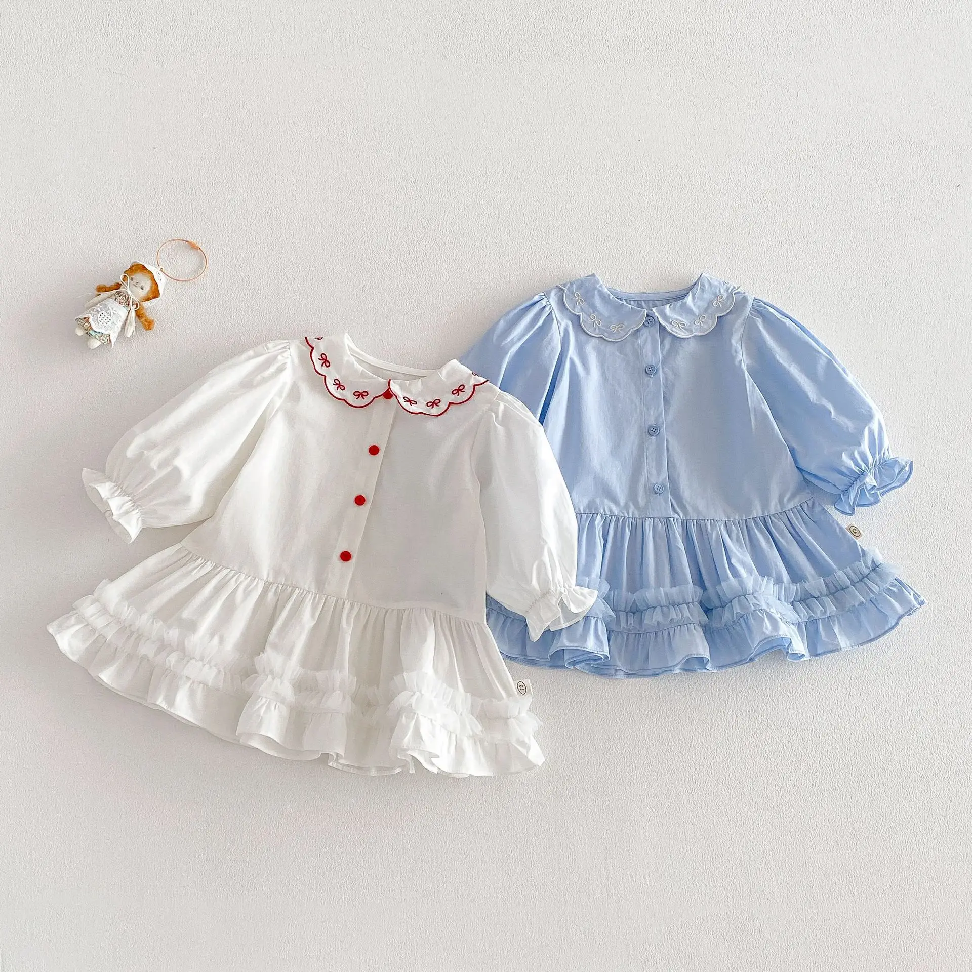 Girls' Western Style Shirt Skirt 2026 New Spring Baby Korean Version Embroidered Doll Collar Dress Children's Skirt