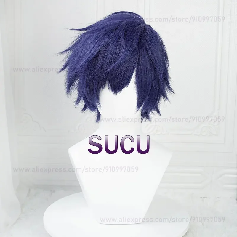 Anime ES Sazanami Jun Cosplay Wig 30cm Short COS Wig Heat Resistant Synthetic Hair Halloween Hair