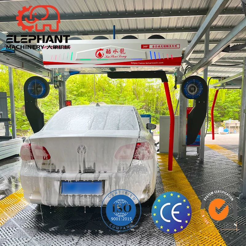 Elephant  Automatic Car Washing Machine with Drying System 360 Degree Rotation L Arm High Pressure Washing