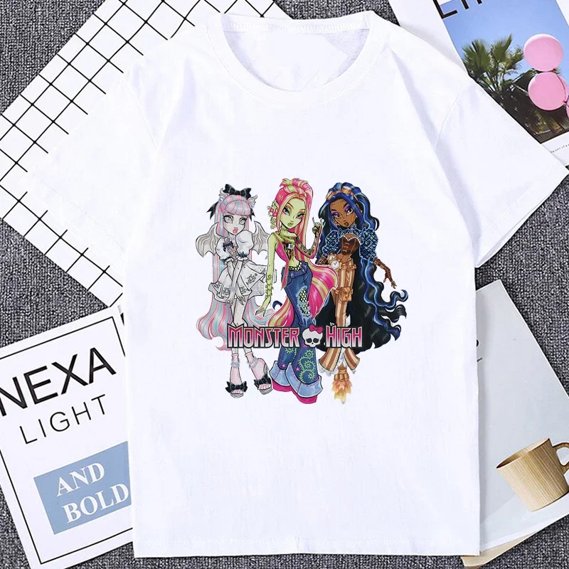 Vintage Funny Cartoon Printed Women T-shirt Monster High Graphic T Shirt Hip Hop Streetwear Hipster Party Tshirt Harajuku Tees