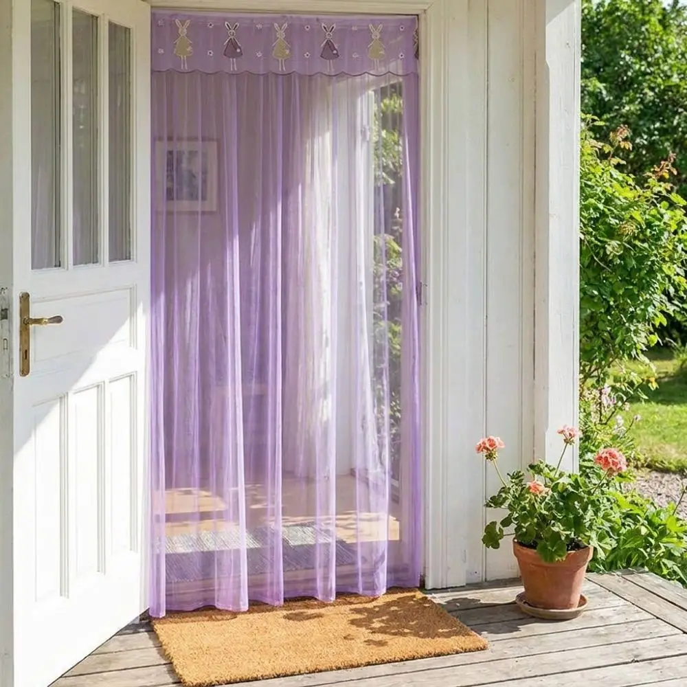 Self-adhesive Mosquito Proof Door Curtain Cute Rabbit Ventilation Door Screen Curtain No Punching Breathable