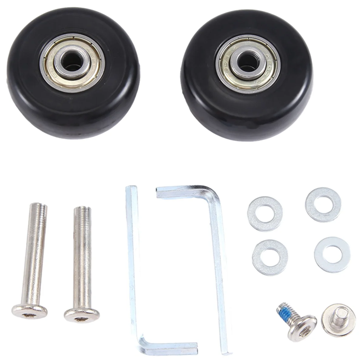 ABQR 55X18mm 수하물 가방 교체 바퀴 2개 세트, PU 회전 캐스터 휠 탄소강 베어링 수리 키트