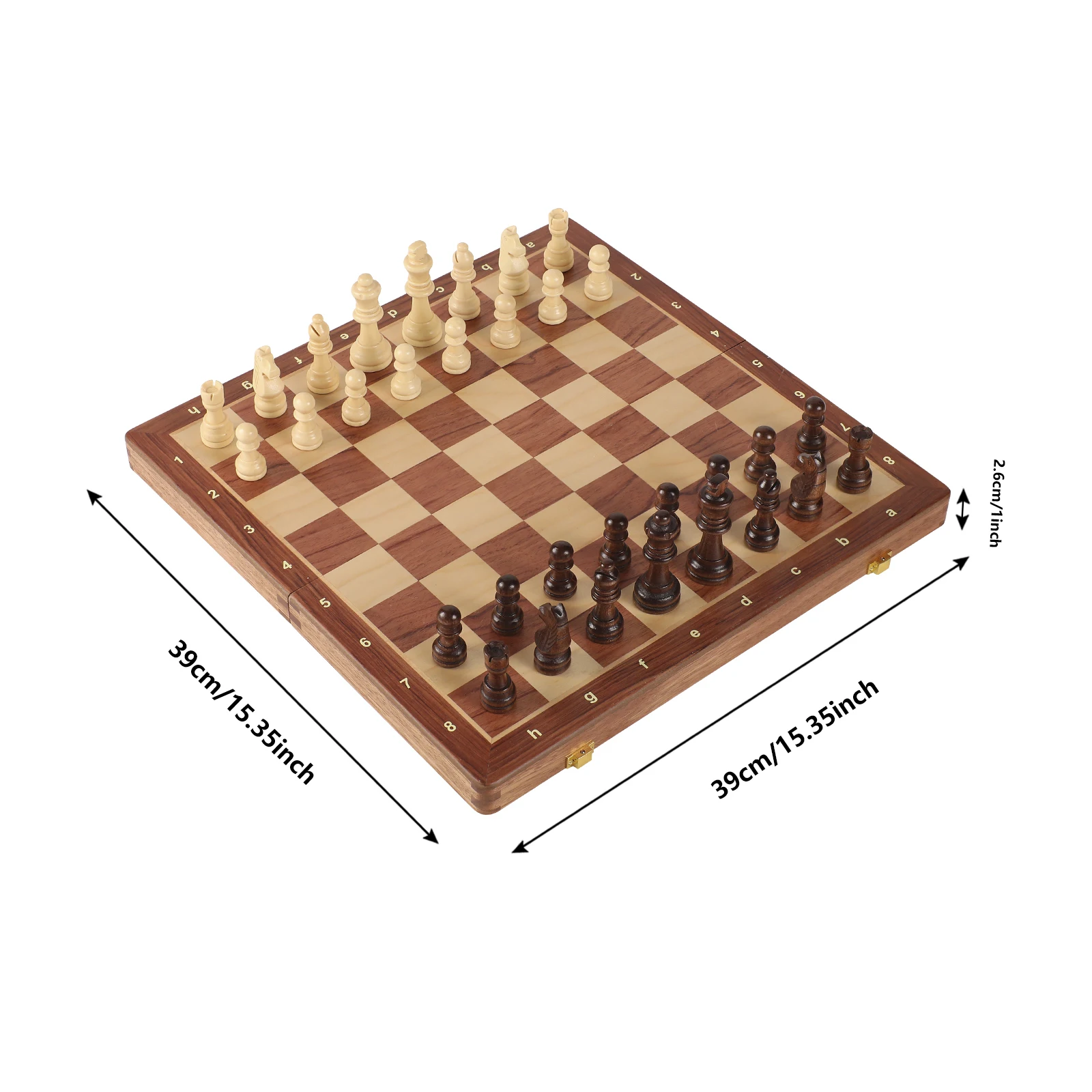 Chess Set Grade Wooden Folding Big 39cm/15.35inch Traditional Classic Handwork Solid Wood Pieces Chessboard Gift Board Game