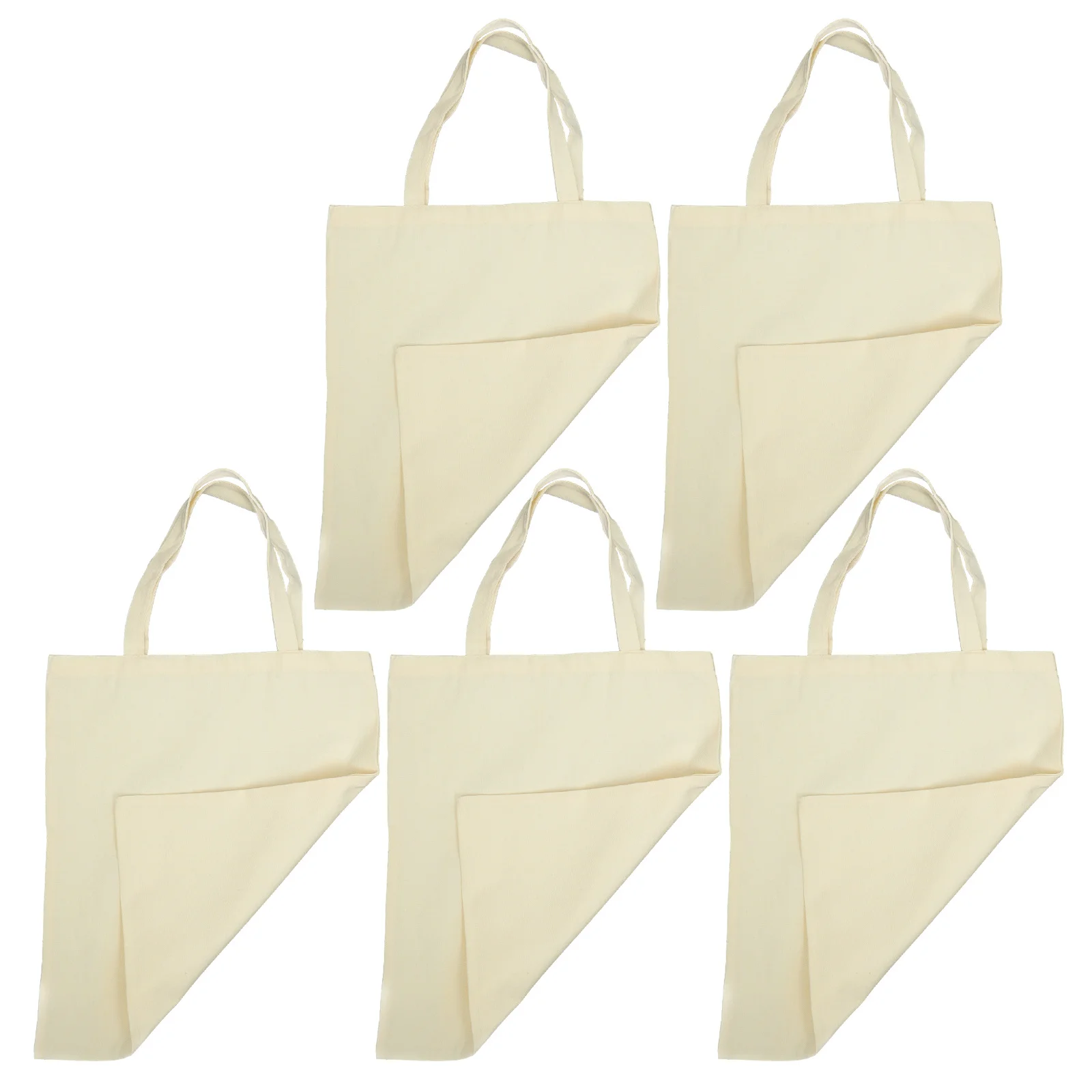 

5pcs Blank Canvas Tote Bag Large Capacity Diy Grocery Shopping Bag Utility Shoulder Pouch For Women Canvas Shopping Bags