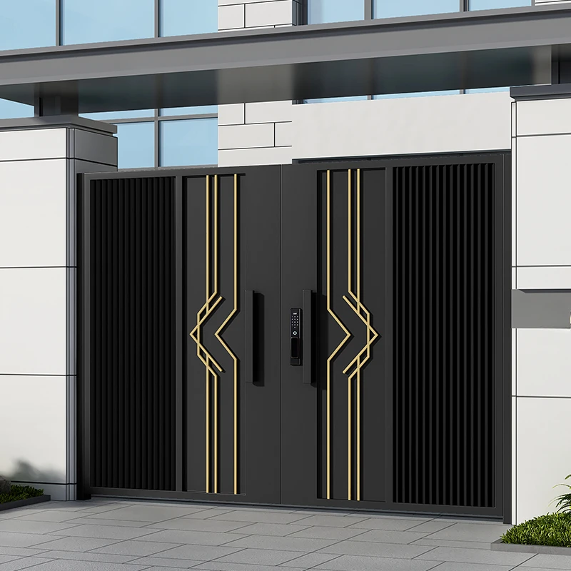 Aluminum alloy outdoor courtyard gate, yard fence, garden villa door, stainless steel electric single and double door