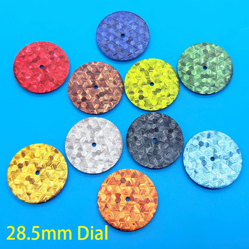 Nh35 Dial Customize 28.5mm Dial Woven Check Pattern Surface Dial Fit for NH35 NH36 7S26 Automatic Movement Watch DIY Surface
