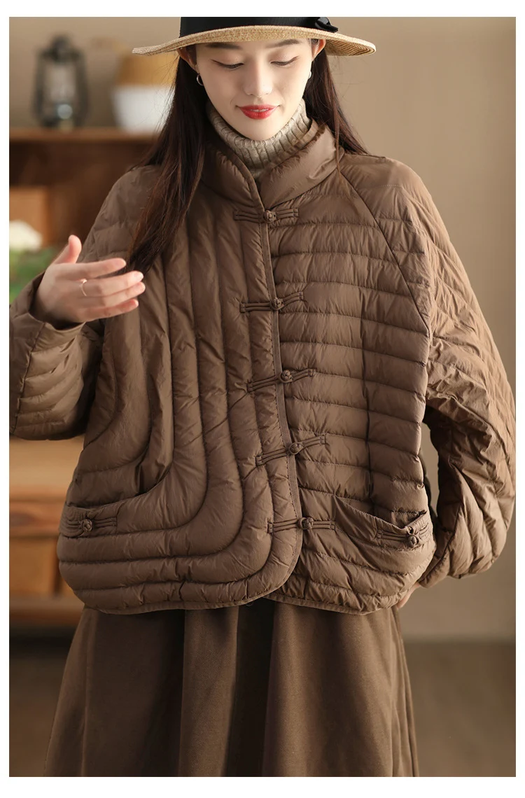 Schinteon Women Ultralight White Duck Down Jacket Over Size Loose Casual Autumn Winter Outwear Vintage Coat 2026 New