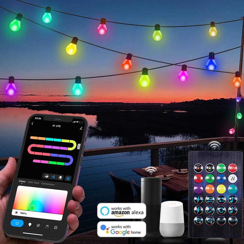 

Outdoor Courtyard G40 Light String 40M 200LEDs Bulb USB Fairy Light Suitable For Christmas Outdoor Garden Camping Decoration Lig