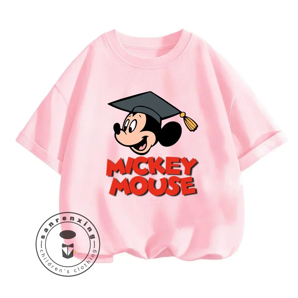 

Disney Summer 2024 Most Popular Mickey Mouse Cartoon Character Print Design for Boys Girls Ages 3-14 O-neck Lightweight Sleeve