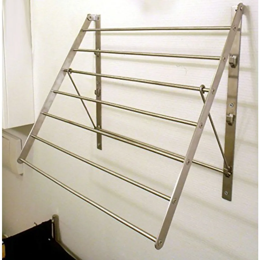 

Wall Mounted Clothes Drying Rack - Stainless Steel Collapsible Laundry Rack - Space Saving Folding Accordion Dryer for Indoor a
