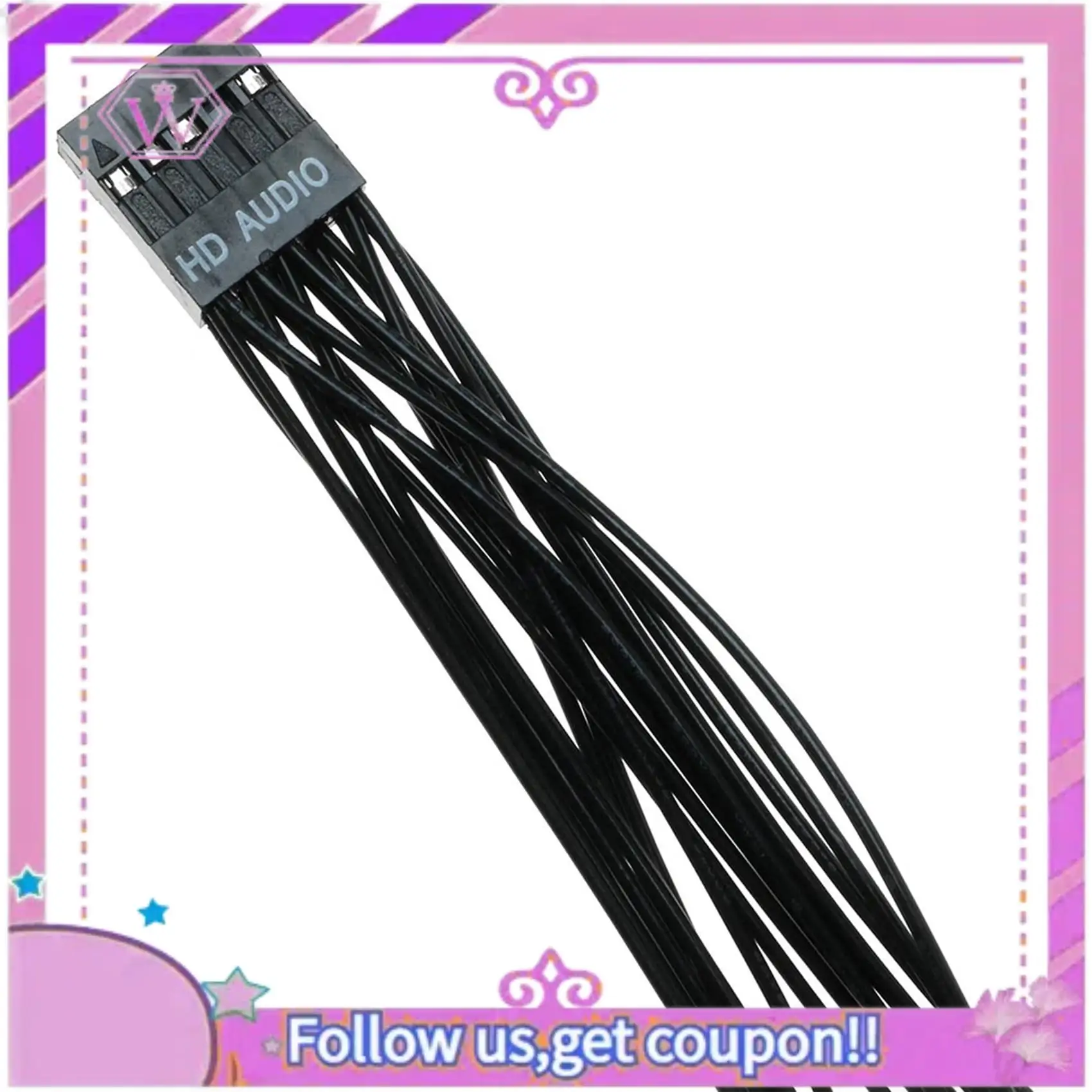 Motherboard HD Audio Extension Cable 9Pin 1 Female To 2 Male Y Splitter Cable Black For PC DIY 10Cm, 4 Pack