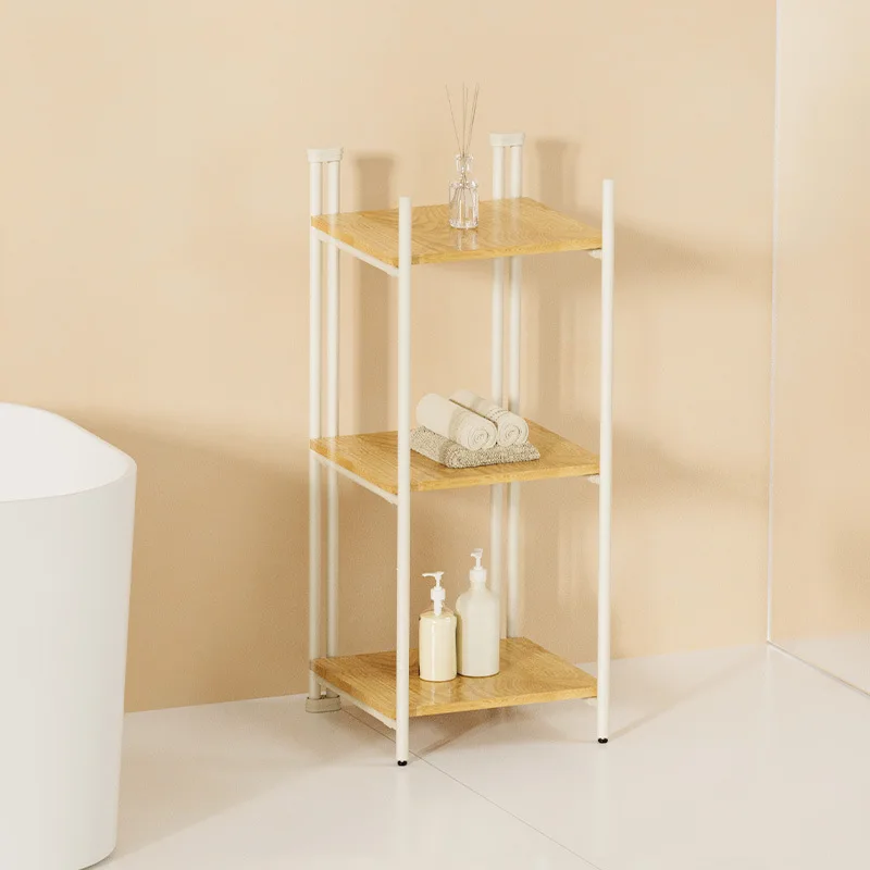 Cross-border towel washing, bathroom floor-to-ceiling storage drying rack, multi-layer iron and wood bathroom rack, simple furni