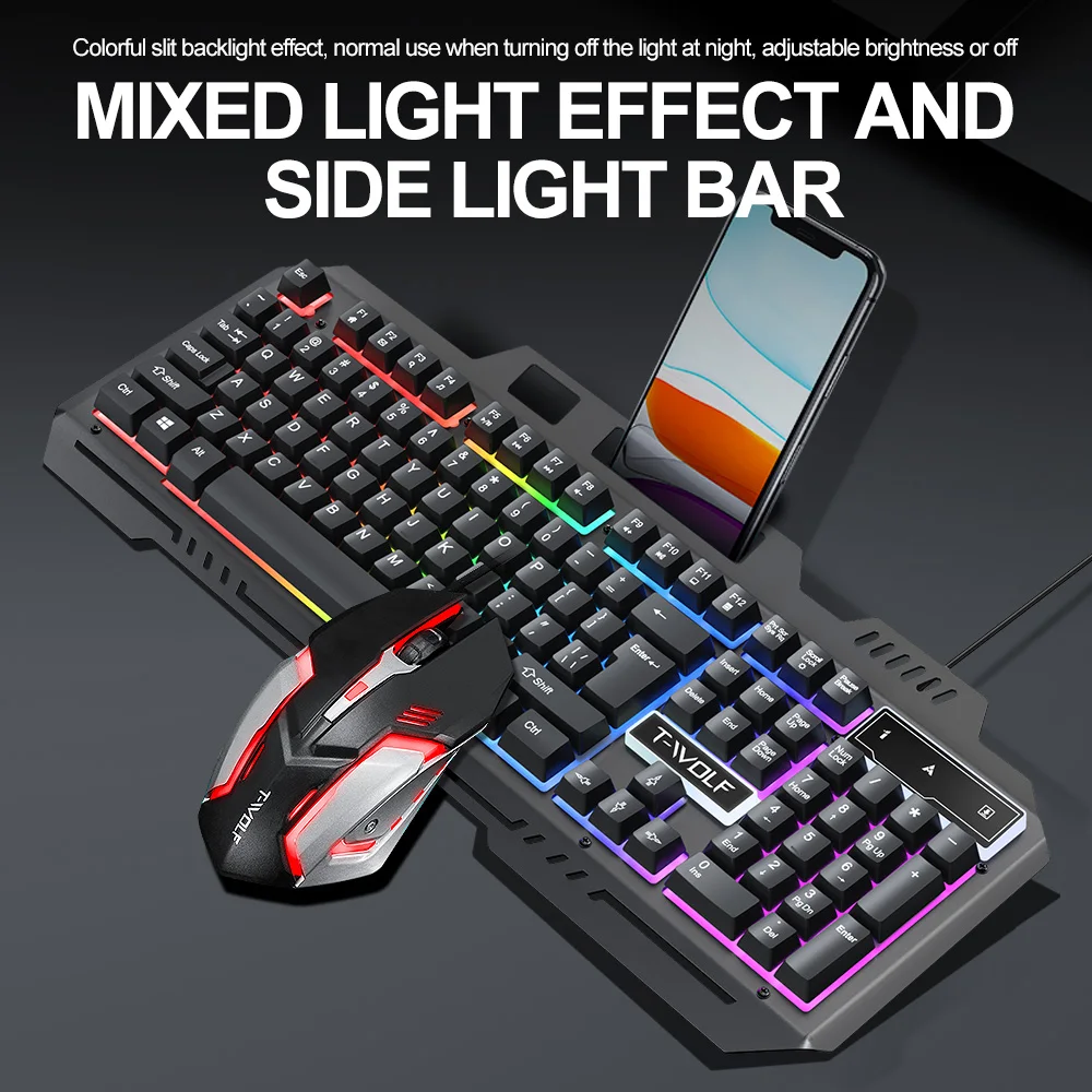 

2025 Game Exclusive Electronic Sports Keyboard And Mouse Set USB Wired Interface RGB Light Effect Keyboard Ergonomic Wheel Mouse