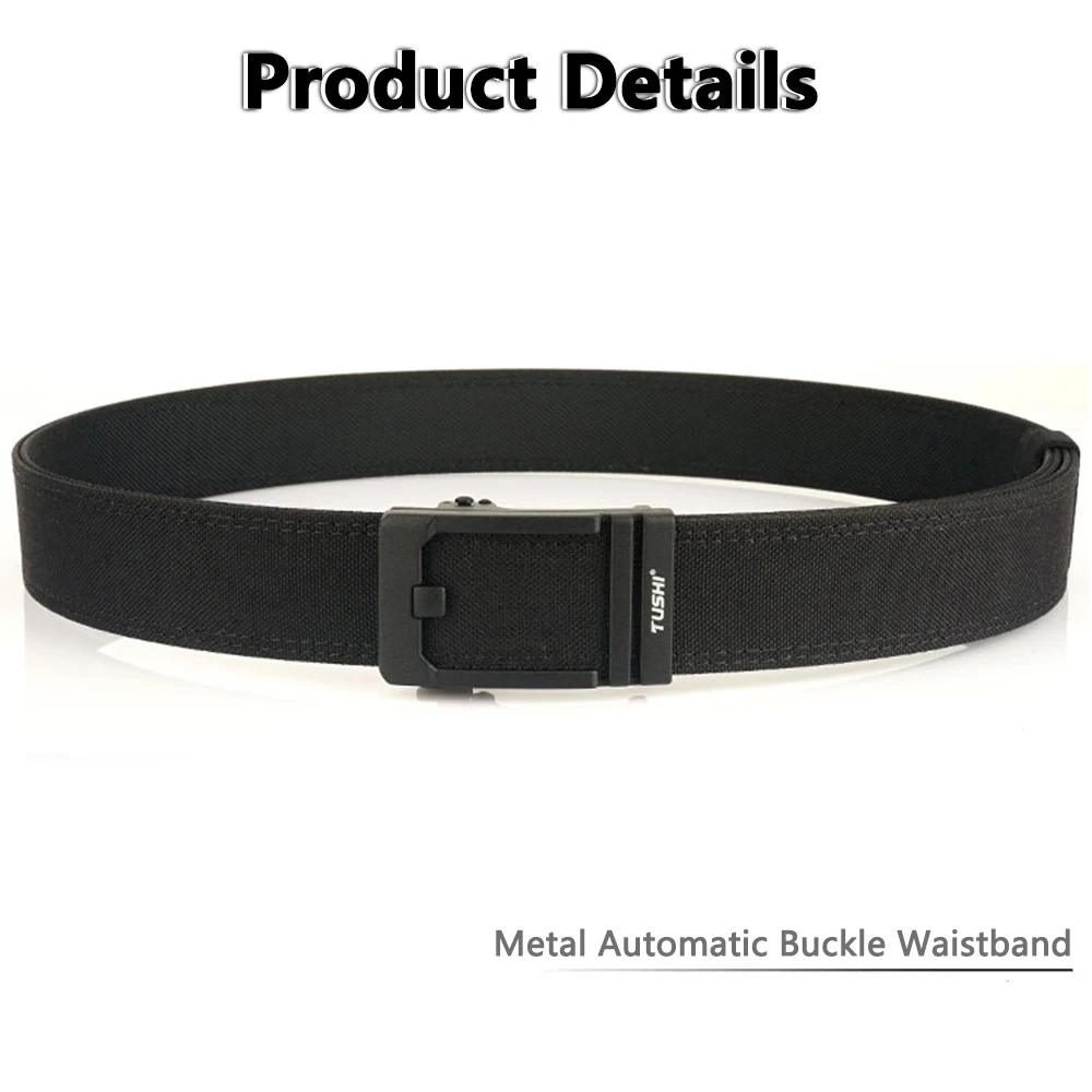 TUSHI Harter Gürtel Militärgürtel für Männer Robustes Nylon Metall Automatische Schnalle Polizei Taktischer Gürtel Outdoor-Gürtel IPSC-Zubehör – Detail 12
