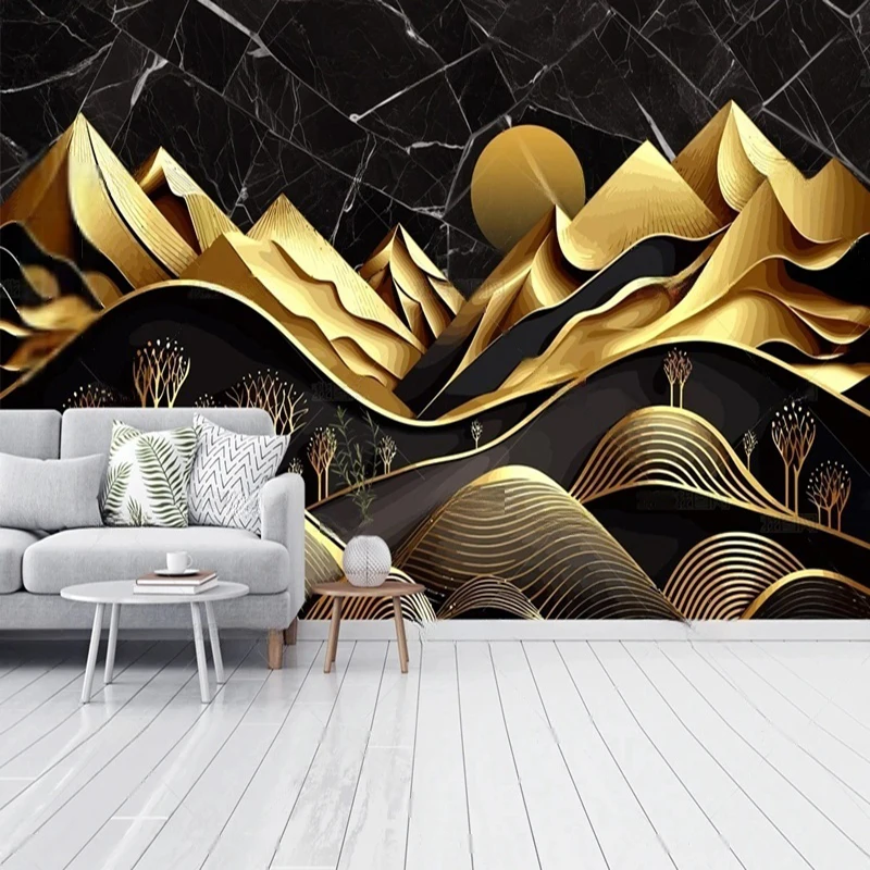 Custom Chinese Style Abstract Marble Wall Mural for Living Room Bedroom Wall Art Personalized Wallpaper Design Home Decor