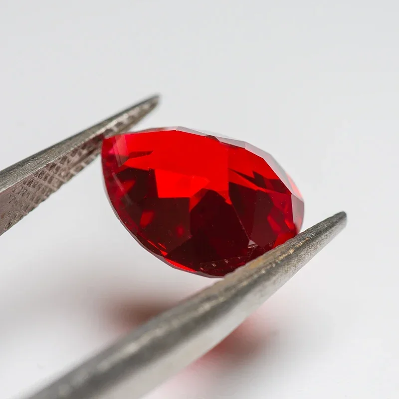 Lab Grown Ruby Top Quality Pear Shape Red Color VVS1 Charms For Diy Jewelry Making Bracelet Materials Selectable AGL Certificate