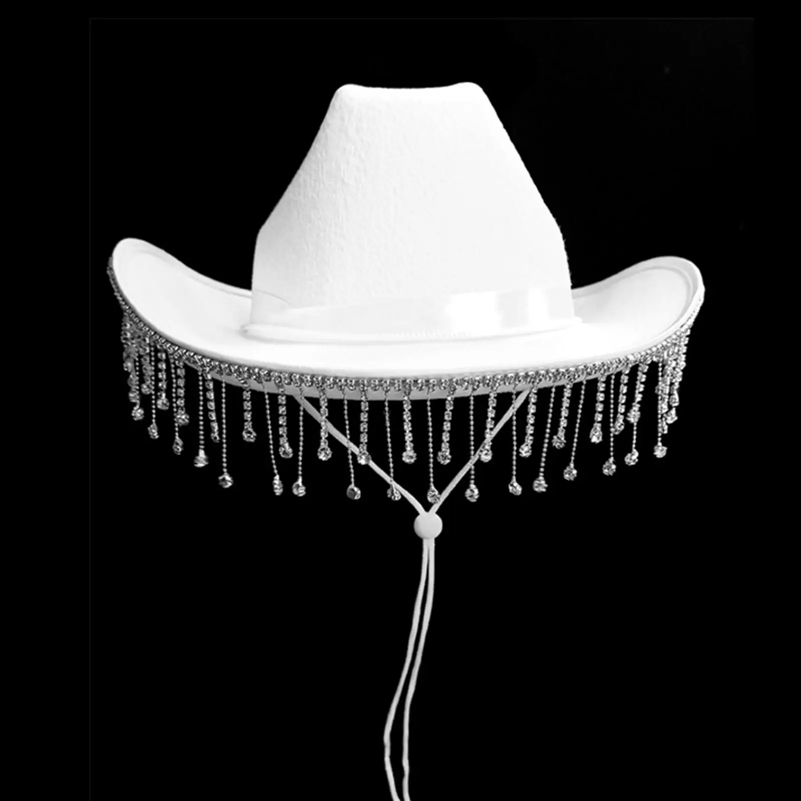 Bride Hat with Wind Lanyard, Women White Cowboy Hat, Party, Bridal Shower Costume Hat