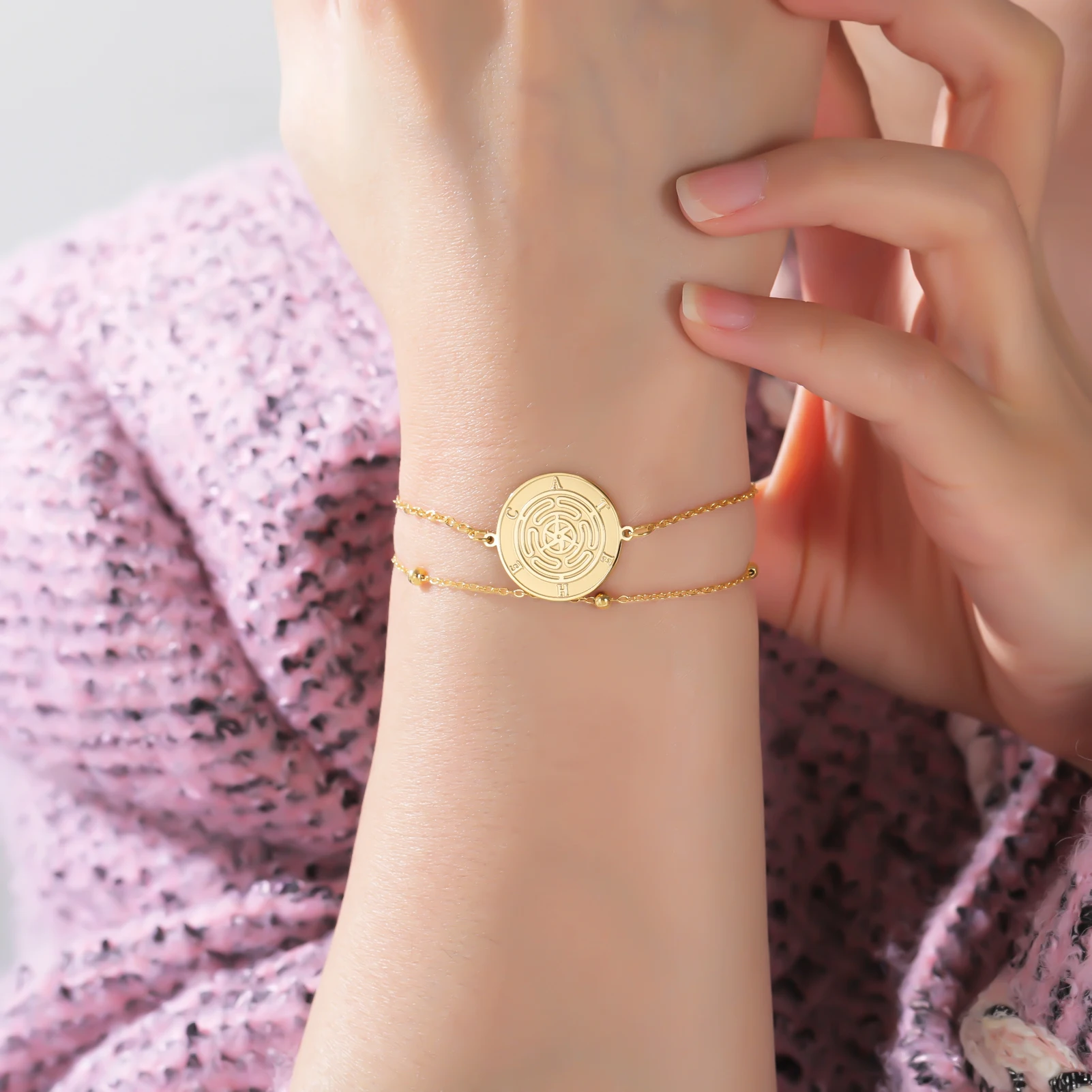 COOLTIME هيكات قلادة سوار أسود أحمر حبل مضفر سوار الفولاذ المقاوم للصدأ مجوهرات الدينية هدايا الرجال والنساء