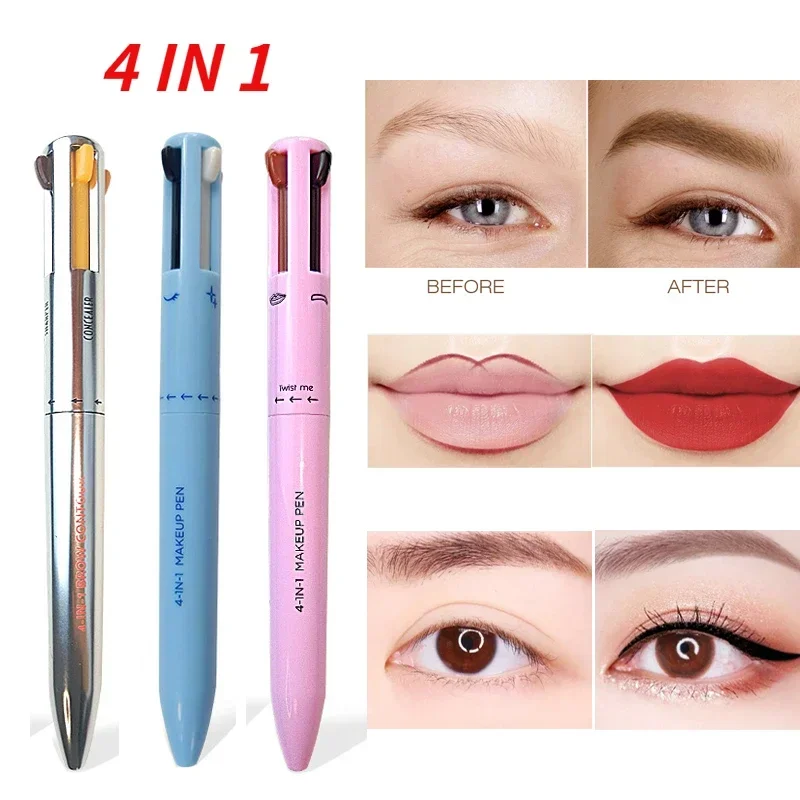 4 In 1 Eyebrow Pencil Waterproof Drawing Eye Brow Long Lasting Easy Color Eyebrow Pen Sweatproof Makeup Cosmetic Tool