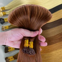 Wholesale Hot Sale Virgin Real Italian Keratin Russian Pre Bonded Hair Extensions Remy Double Drawn i Tip Human Hair Extension