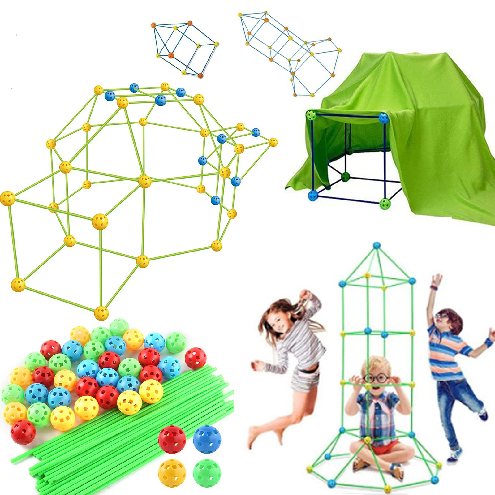 Kids forts building kit Blocks Construction Fortress Child Game Tents Fort Build Kid DIY 3D Assemble Den Tent Toy Gift for Kids