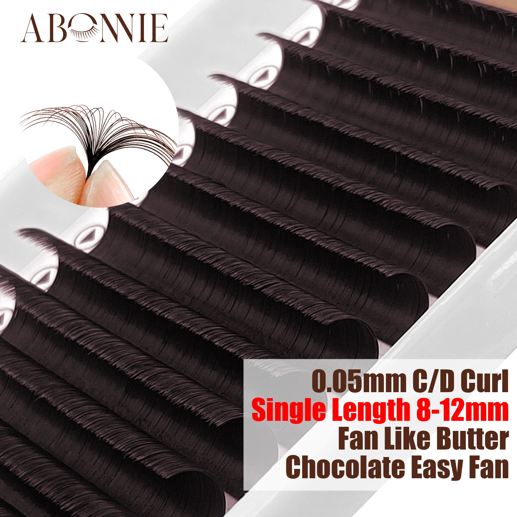 

ABONNIE Brown Eyelashes for Extension Chocolate Easy Fans Lashes Eyelashes Cocoa Handmade Easy Fans Volume Lashes Single Length