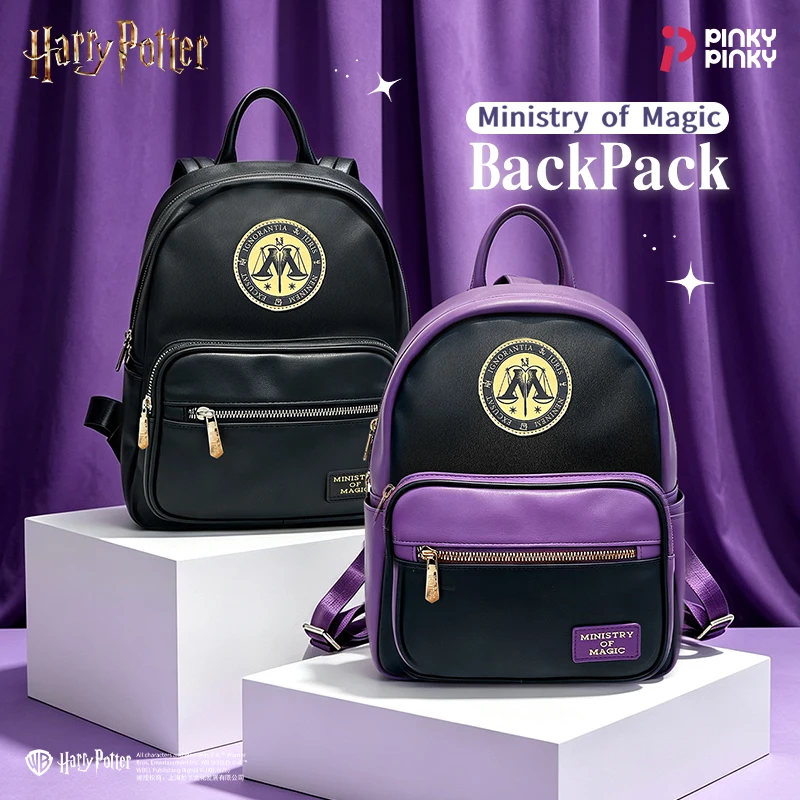 Pinky Harry Potter Backpack PU Mini Schoolbag Ministry of Magic  Women Casual Daily Bag 2 Colors for Holloween Chritsmas Gifts