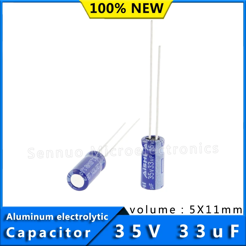 20Pcs 35V 33UF 5*11 5x11 mm Aluminum Electrolytic Capacitors 33uf 35V High Frequency Low Resistance Electrolytic Capacitors