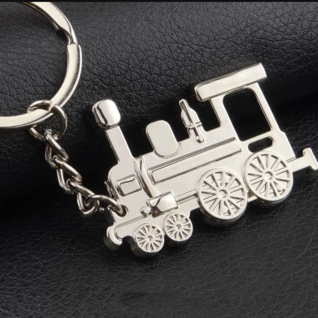 Silver Locomotive Train Metal Key Pendant Wear Resistant Cute Key Chain for Men Women Travel Accessory
