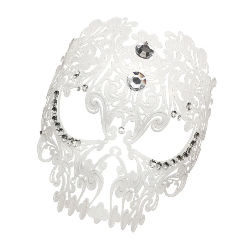 Sparkling Full Face Mask Metal Mask Embellished with Diamond for Party Gathering