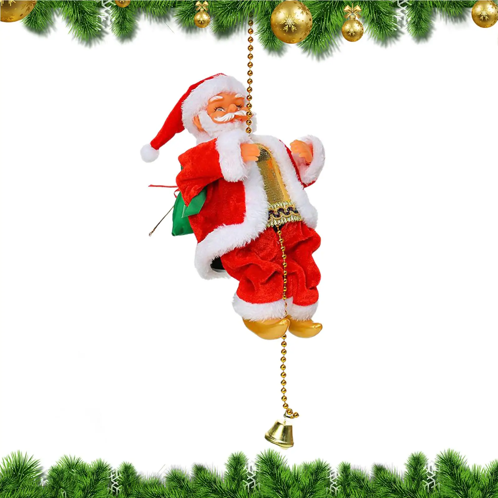 Weihnachtsmann-Perlenklettern, elektrisch, batteriebetrieben, Dekor mit Musik, Weihnachtsklettern, Weihnachtsmann auf Seil für Weihnachtsfeier