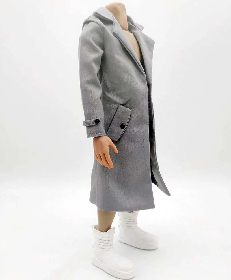 Grey Slimming Windbreaker, modelo casaco fino para 12 "Action Figure, coleção de brinquedos, escala 1/6