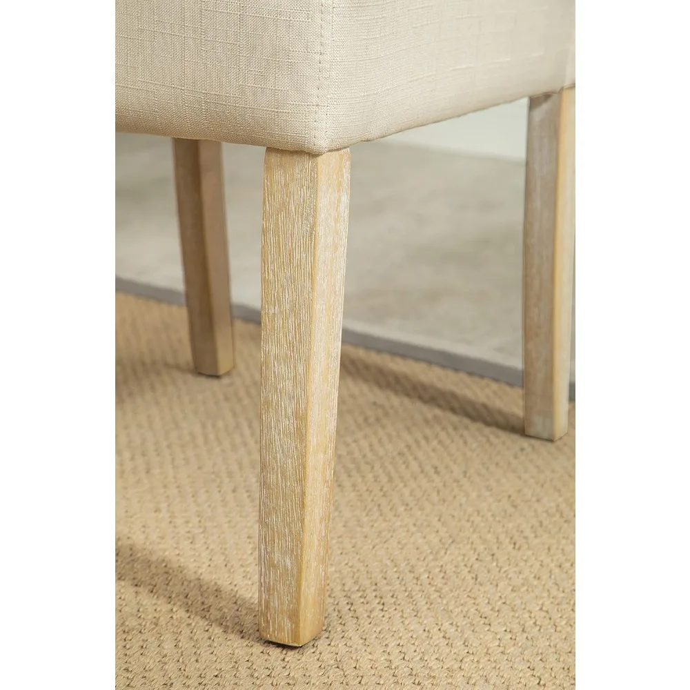 Set of 2 Solid Wood Tufted Parsons Dining Chairs in Tan, Modern and Durable