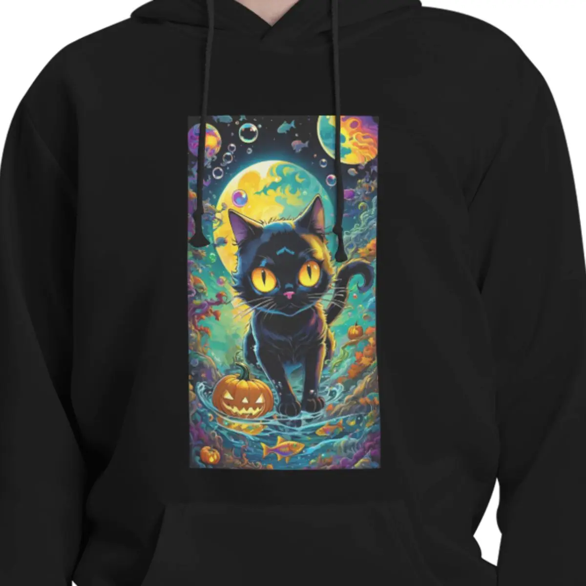 Undead Style Cat Moon Night Fantasy Forest Hoodies Men's Women Casual Pullover Sweatshirt Harajuku Long Sleeve Streetwear Autumn