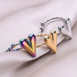 Elegante ragazza gioielli amore anelli a cuore in acciaio inossidabile per accessori donna 2023 Trend Finger Ring regolabile Open Bague Wedding