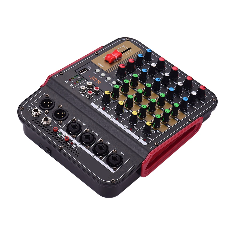 TM4 Digital 4-Channel Audio Mixer Mixing Console Built-in 48V Phantom Power with BT Function Professional Audio System