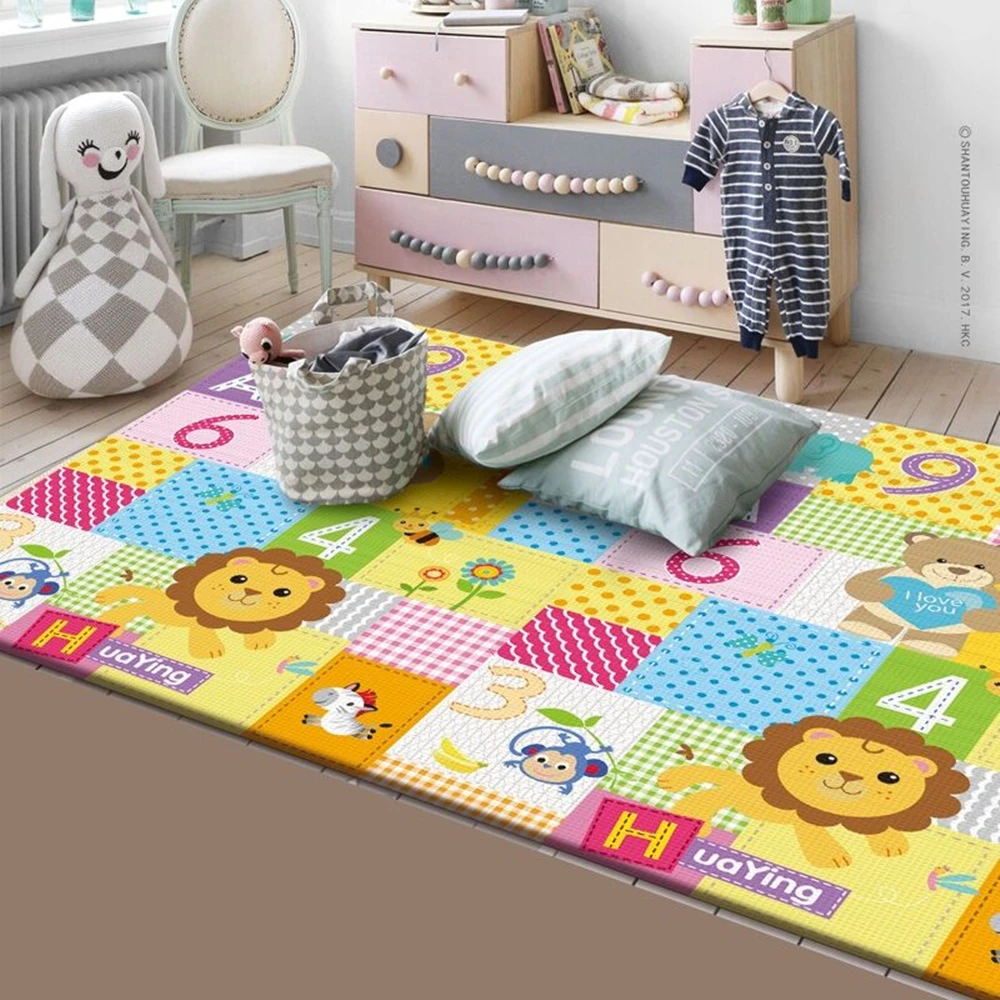 Baby Opvouwbare Kruipende Activiteitenmat Kids Cartoon Waterdicht Kruipspel Tapijt Dubbelzijdig Kindertapijt Zacht Schuim Pad