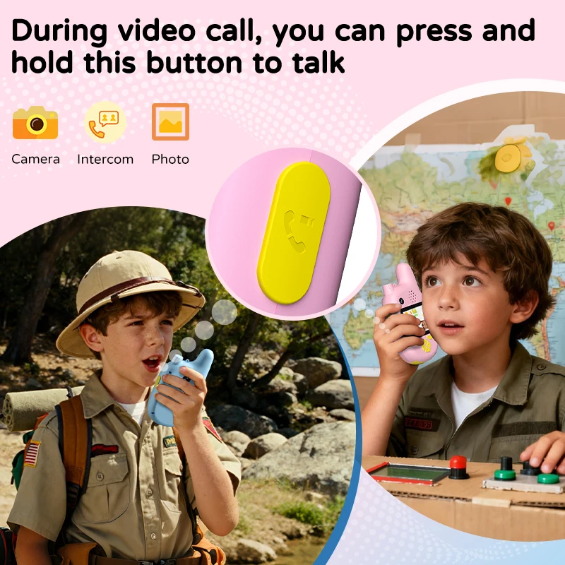 2PCS Video Walkie Talkie Bambini Bambini Interfono WiFi Interazione Interfono Giocattoli con Display da 2 '' Doppia Fotocamera per il Regalo del Festival
