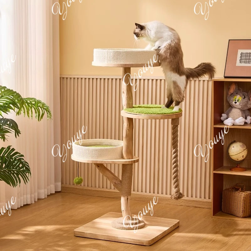 All solid wood climbing frame cat nest tree integrated large cat nest villa cat toy oak series