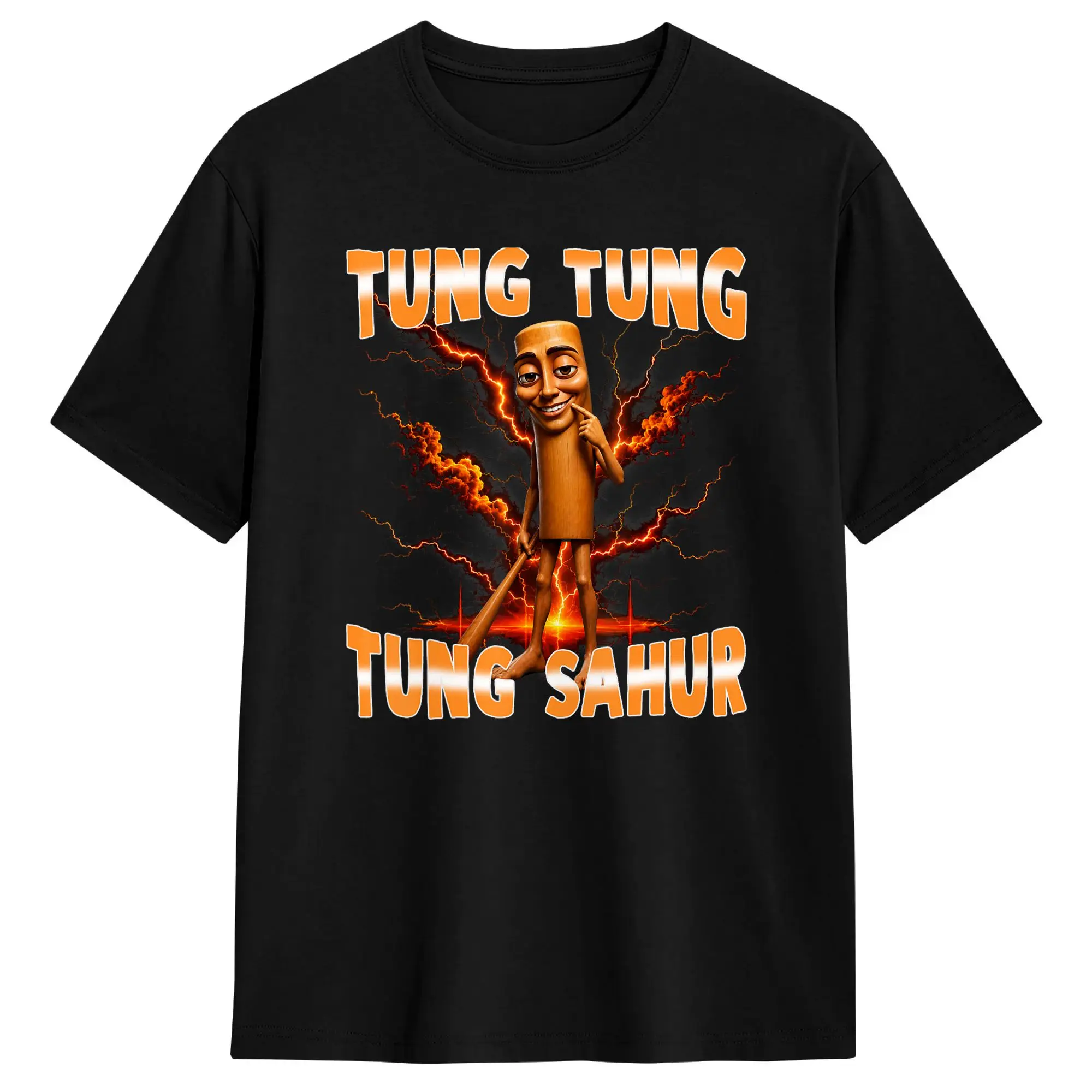 Men's T-Shirt Tung Tung Tung Sahur Smirking Funny Brainrot Meme Cotton Tee Shirt Short Sleeve  T Shirt Crewneck Clothes Adult