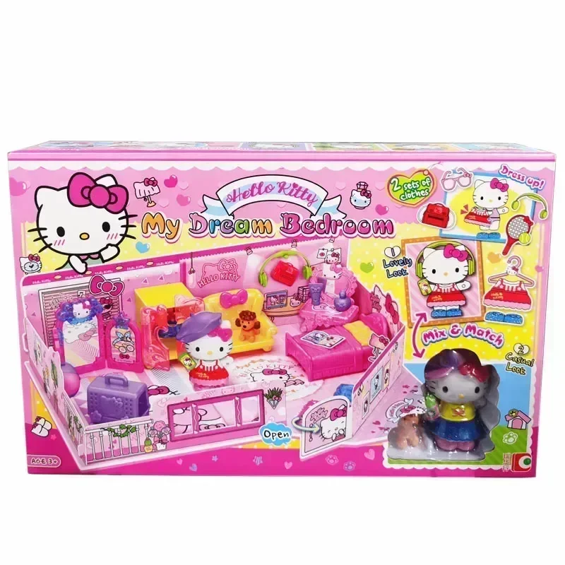 Sanrio Anime Figures Hello Kitty Toys Set Street Corner Story Convenience Store Set Girls' Home Toys Action Figure Gifts