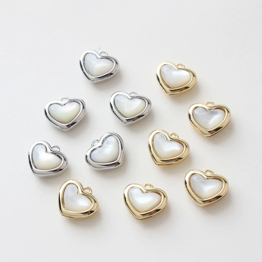 

2PCS 14k Gold Plated Sea Shell Heart Pendant DIY Material Jewelry Making Supplies Bracelet Necklace Accessories