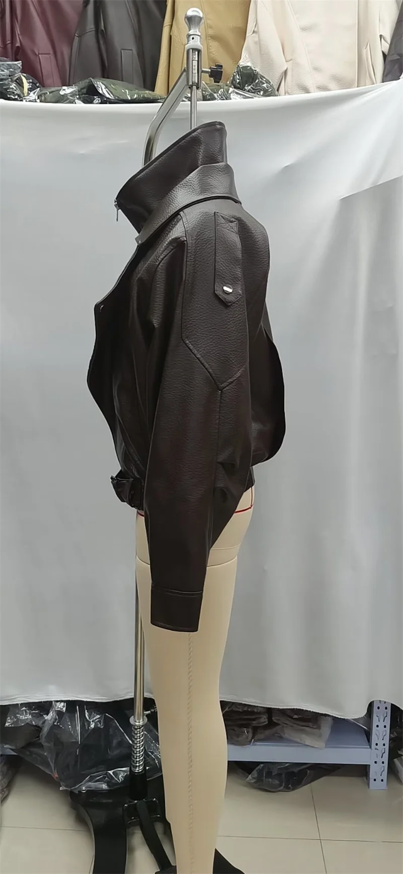 Guobioziy 2026 Fall New Women's Jacket 2026 Fall New Release Loose Faux Leather Biker Jacket Parka European and American Style