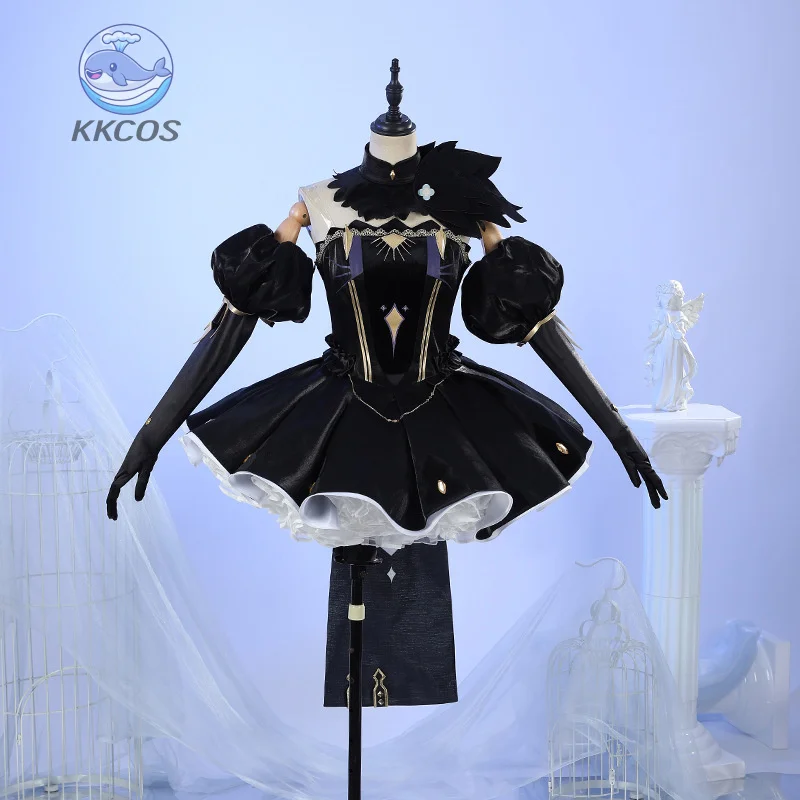 

Fate/Grand Order FGO Game Space Ereshkigal Cosplay Costume Black Dress Blue-purple Double Ponytail Halloween Role Play Cos KKCos